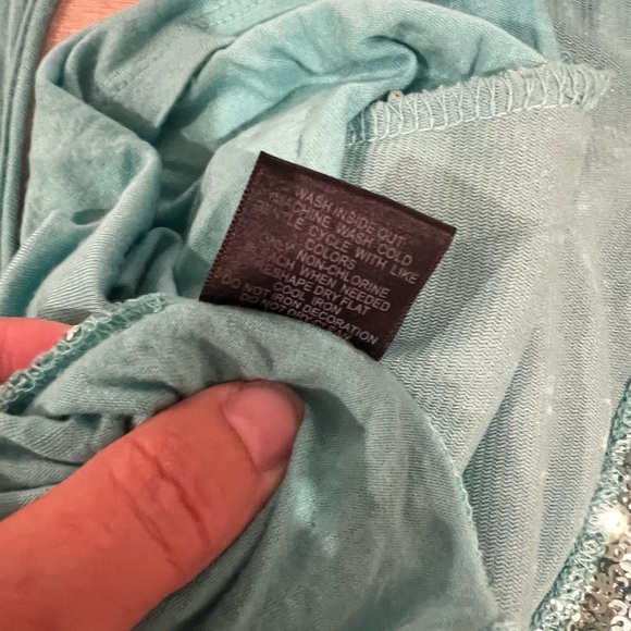 INC Sequin Teal Aqua Racerback Tank Size Medium - Picture 4 of 12